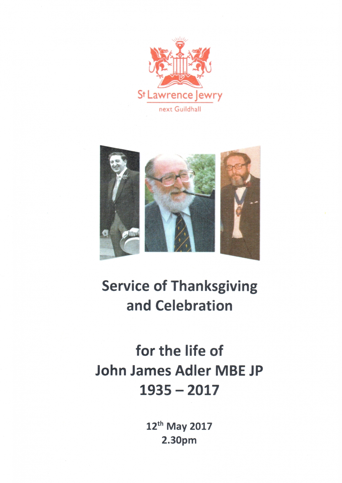 Memorial Service for PM John Adler, St Lawrence Jewry 