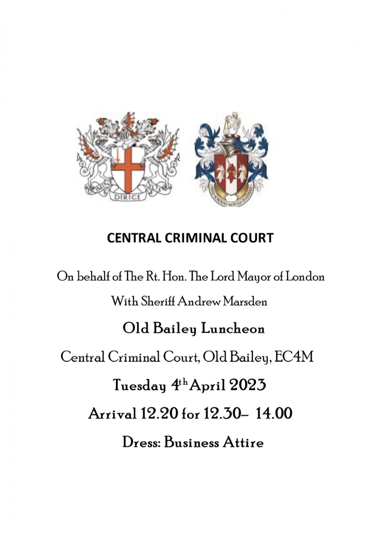 Lunch with The Sheriff and Judges The Old Bailey