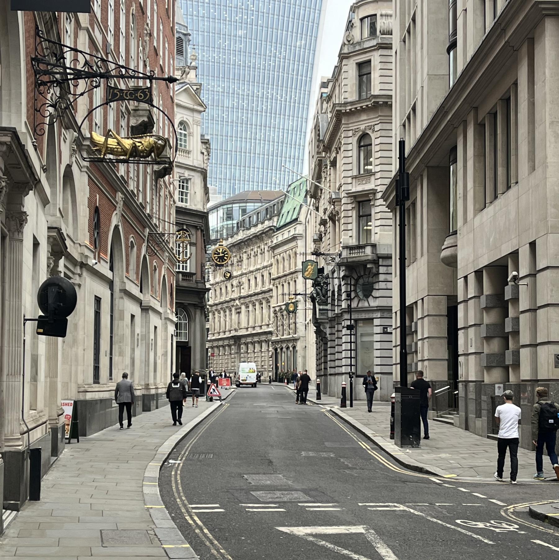 Lombard St with banking signs