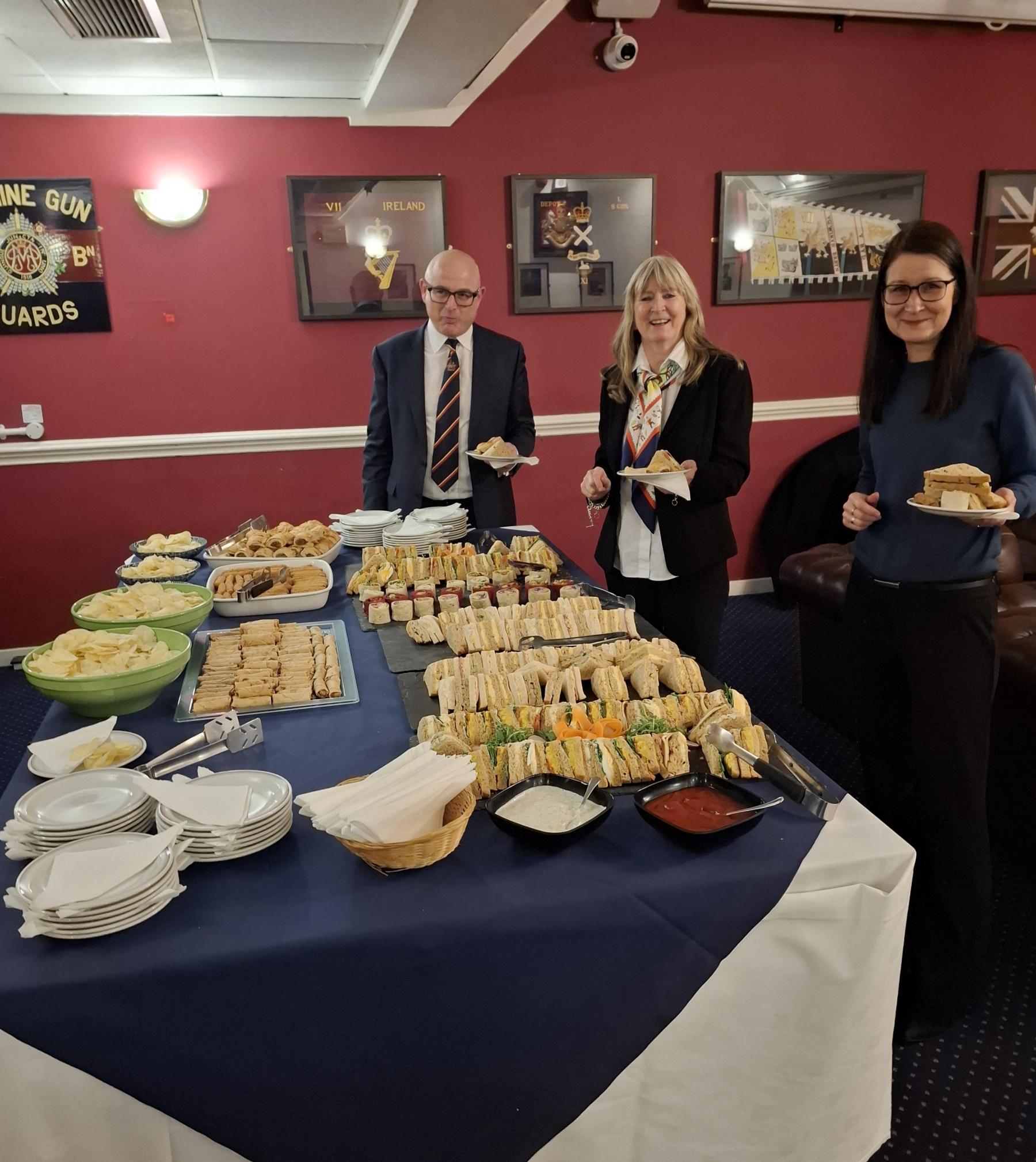 A great spread, PM Jerry Merton accepted the challenge! Guards Chapel Wellington Barracks