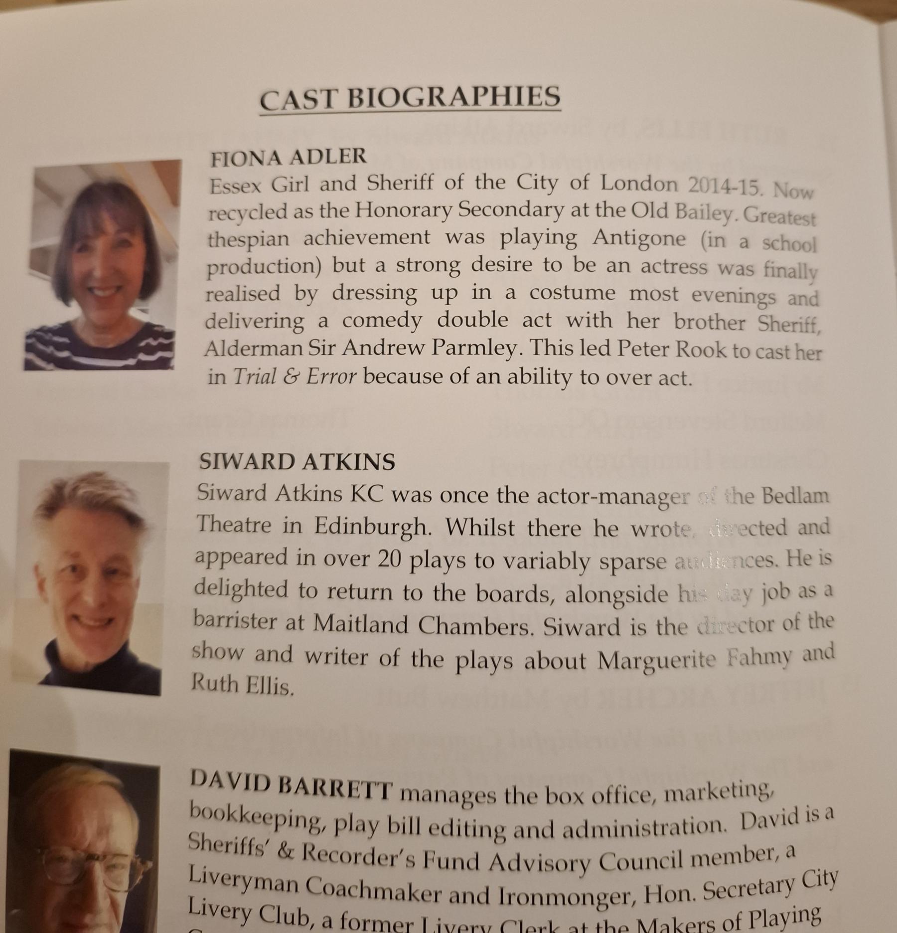 Justice! Trial and Error An entertainment at No1 Court of the Old Bailey