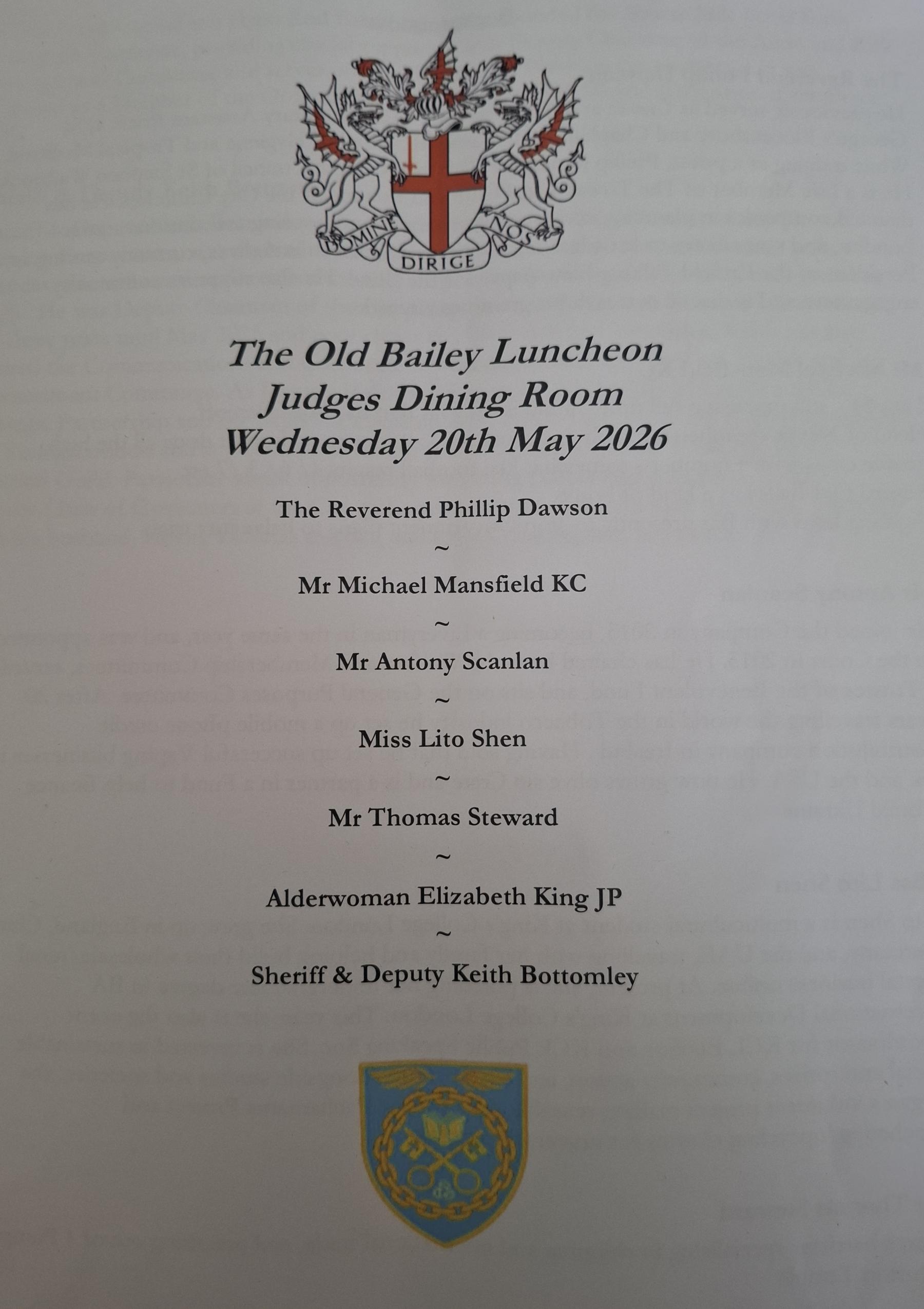 Judges Lunch Old Bailey