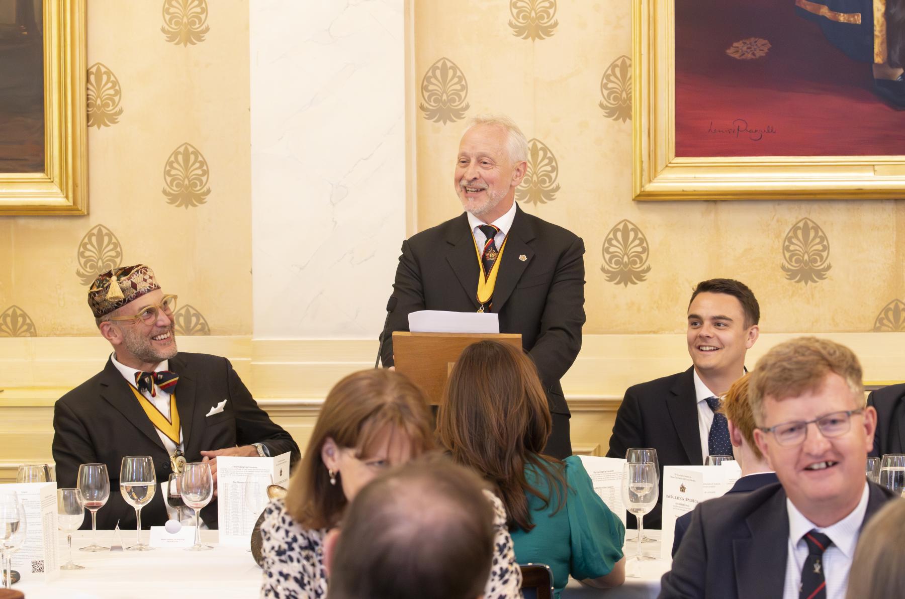Fourth Warden Rae Maile welcomes the guests Installation Court and Lunch, Saddlers' Hall