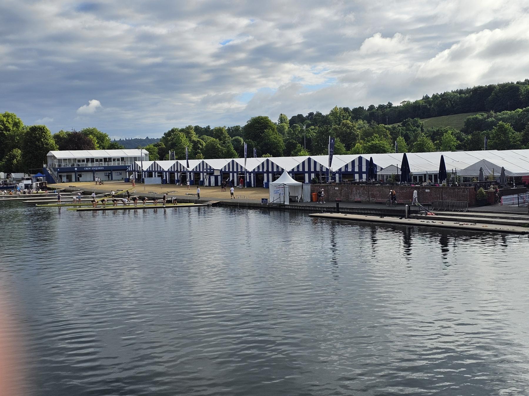 Boat tents from the bridge at 0700 am: Saturday Henley on Thames, Oxfordshire
