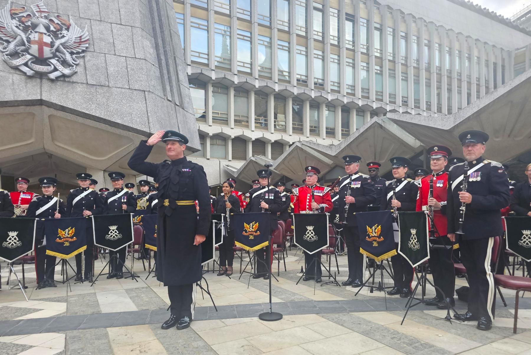 The combined bands under Major David Hammond Guildhall Yard
