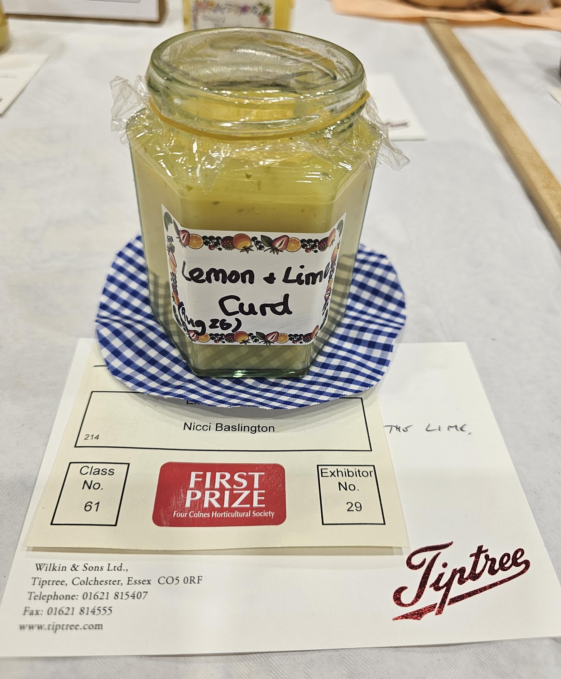 A winning curd at the Earls Colne show, sponsored by Tiptree Tiptree, Essex