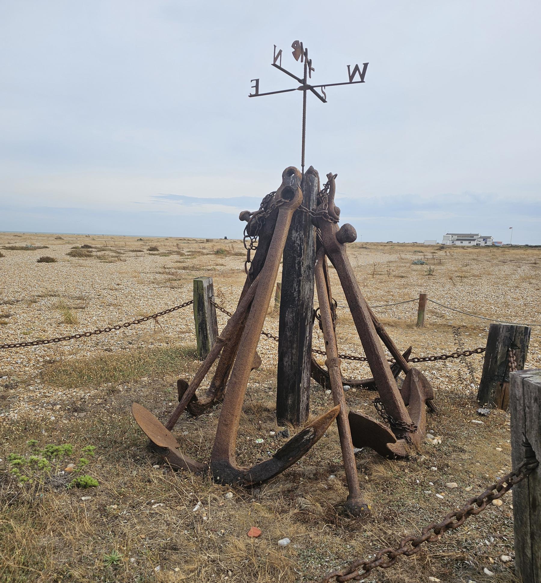 Ancient anchors brought to Dungeness from Dickens' Bleak House, Broadstairs Dungeness, Kent