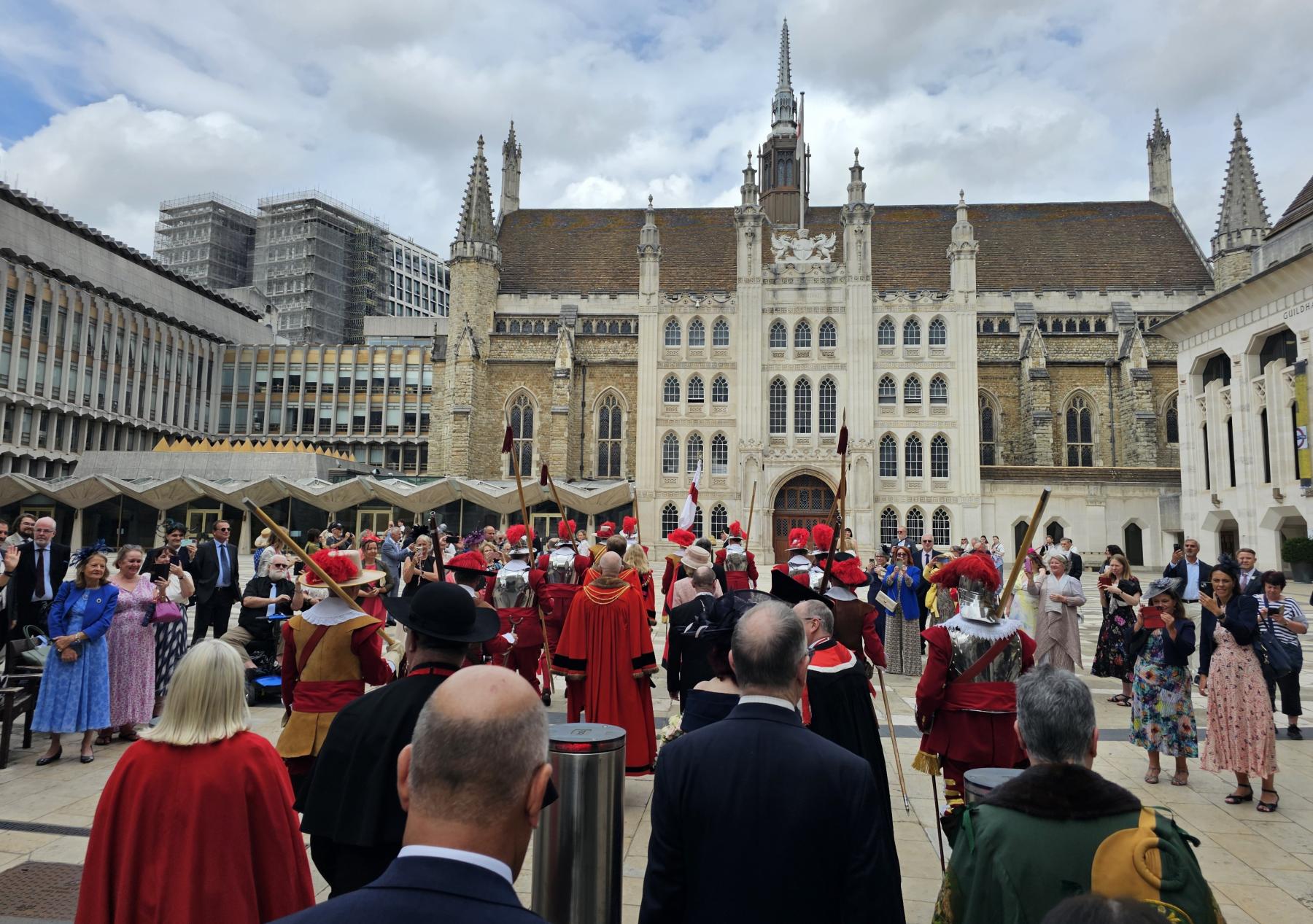 Arriving at Guildhall to be greeted by the guests Mansion House, St Lawrence Jewry, Temple Bar, Happenstance