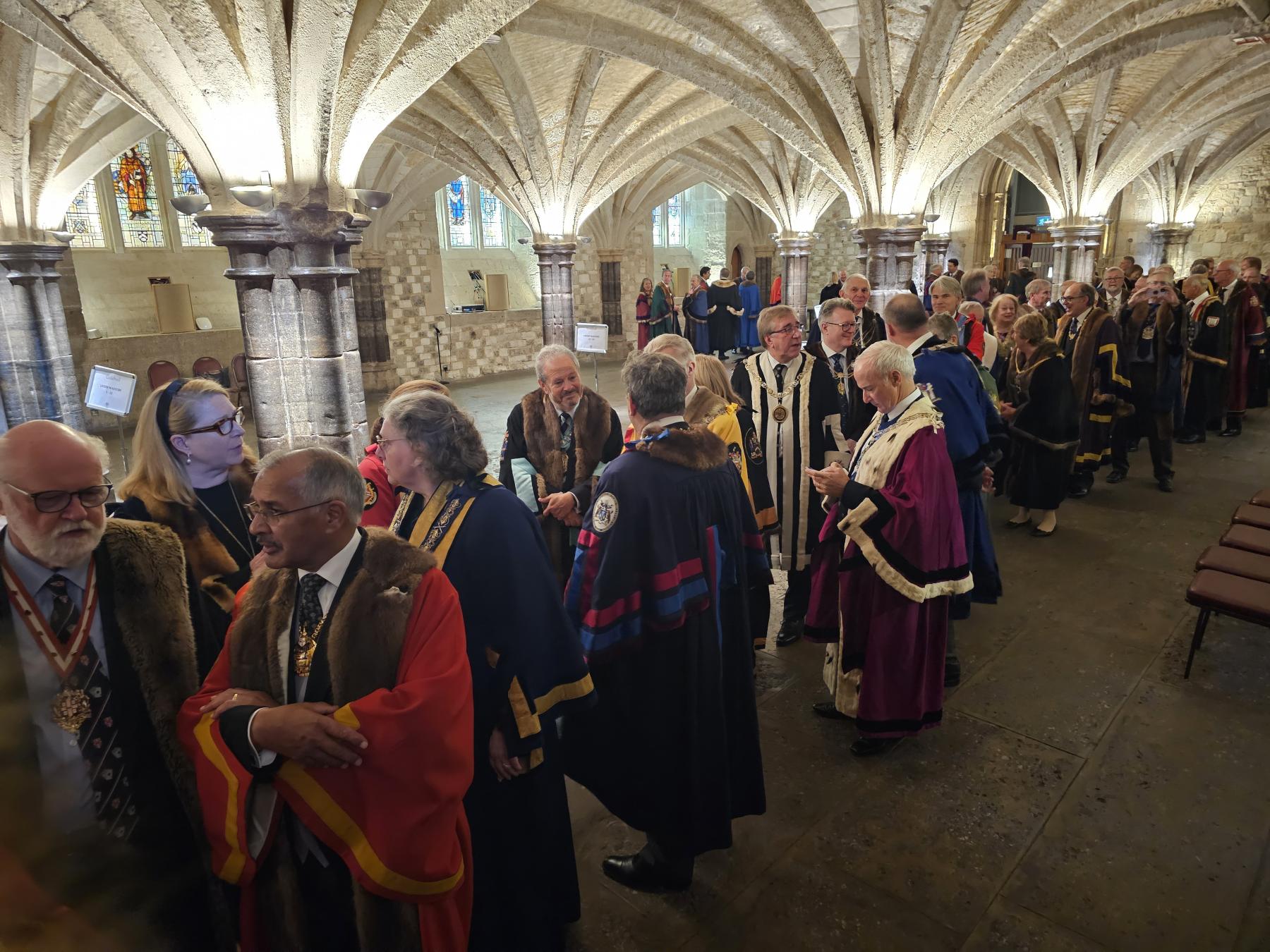 Lining up in the Guildhall Crypts Carpenters' Hall and St Lawrence Jewry